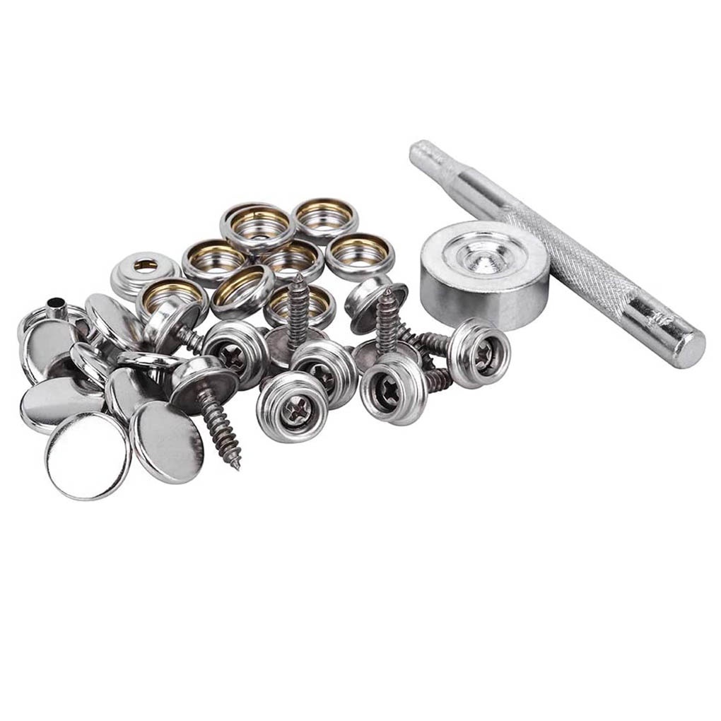 [CHOO] 150 Pcs/set Stainless Steel Snap Button Boat Sailcloth Canvas Snap Fastener Socket Screw Kit with Setting Tool