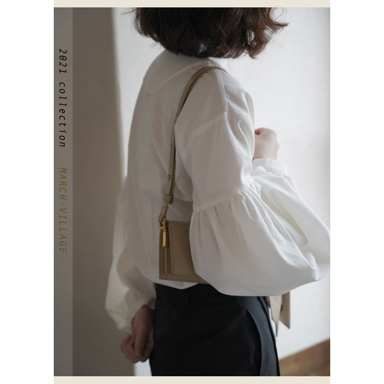 SUXI Áo Sơ Mi Tay Dài Phồng Cổ Tròn Màu Sắc Trơn Phong Cách Vintage Dành Cho Nữ