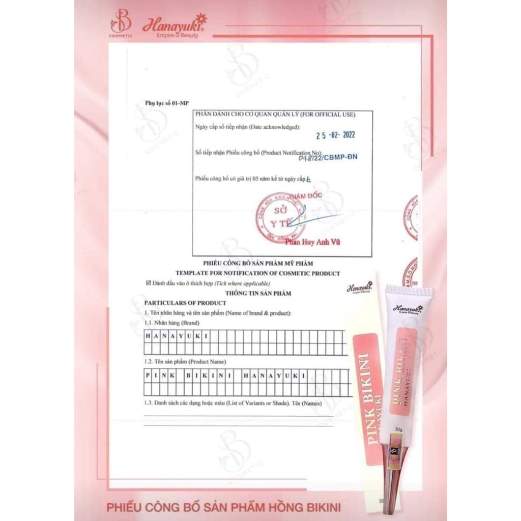 Sỉ - Kem làm hồng, khử thâm vùng_kín, vùng nách Pink Bikini Hanayuki chính hãng 30gr- Hanayuki Beauty Clinic