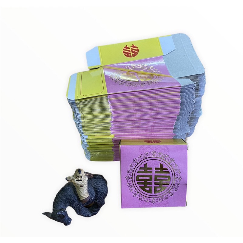 ✅Combo✅ 100 Vỏ hộp đựng bánh cốm bánh phu thê chữ hỷ mặt trước ép nhũ