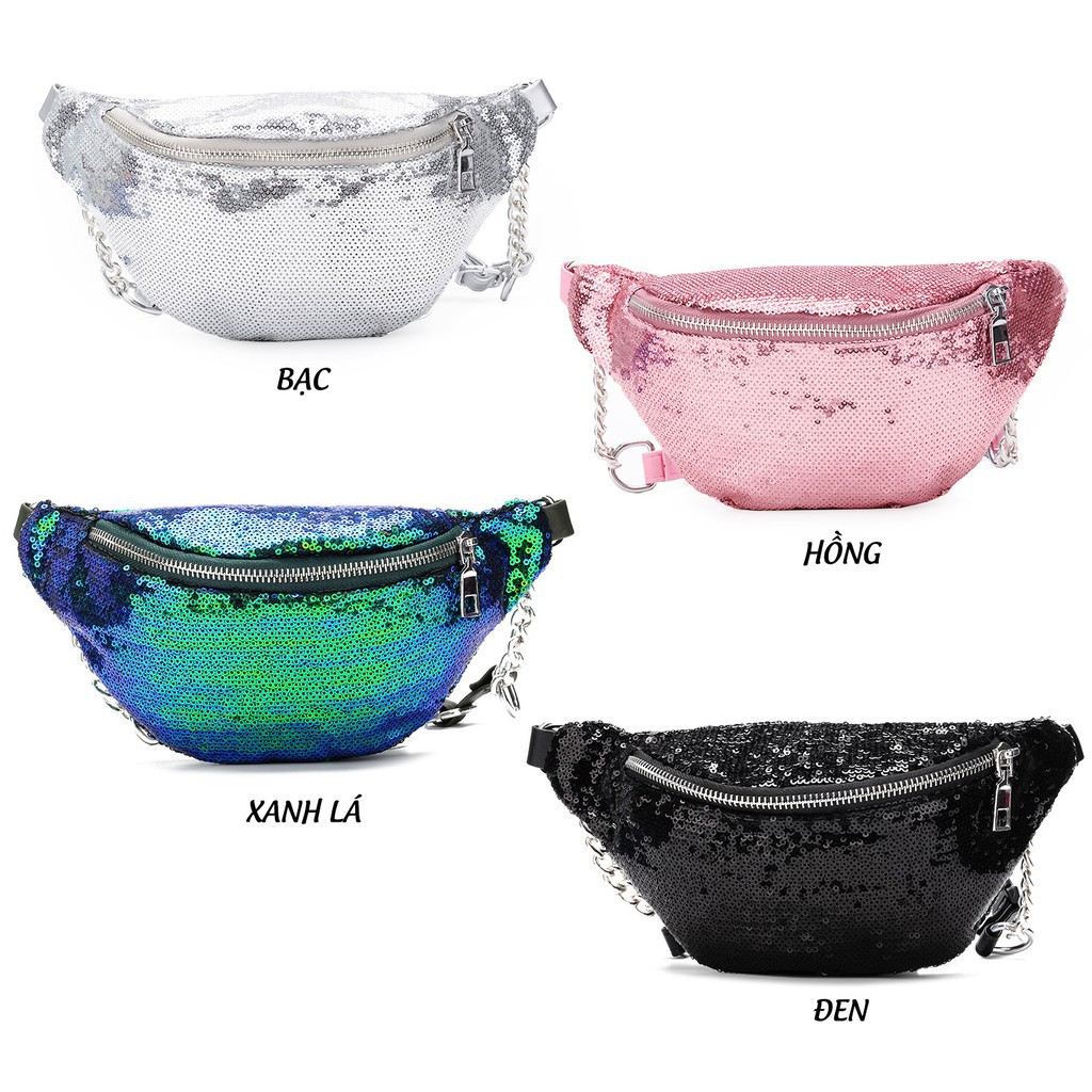 Túi Bao Tử Dây Xích Phối Kim Sa Lấp Lánh - REQUANE