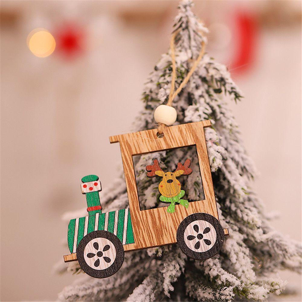 LAKAMIER Bộ 4 Phụ Kiện Treo Trang Trí Giáng Sinh Bằng Gỗ