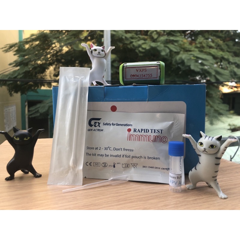 Que test giảm bạch cầu mèo (FPV Ag test kit)/ viêm phúc mạc FIP / suy giảm miễn dịch ở mèo FIV