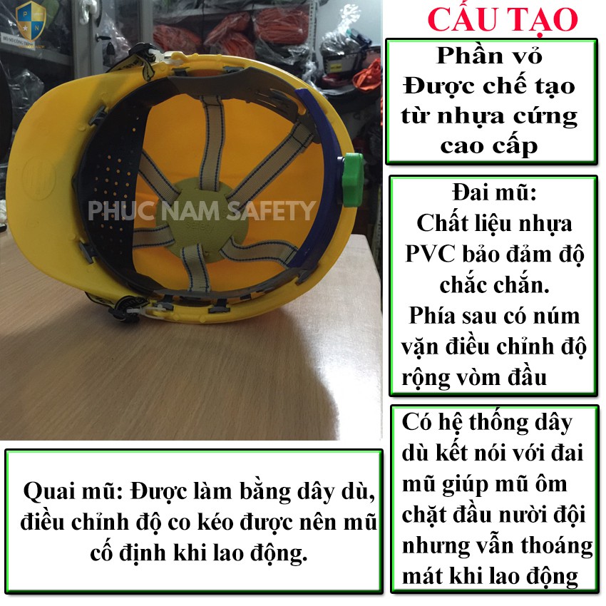 Mũ bảo hộ lao động , mũ an toàn lao động có núm vặn, mũ bảo hộ, Bảo hộ lao động Phúc nam