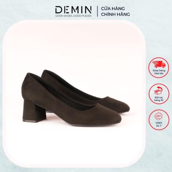 Vip Giày Cao Gót Da Lộn DEMIN Cao Gót Bít Mũi 5P - DCG079 .