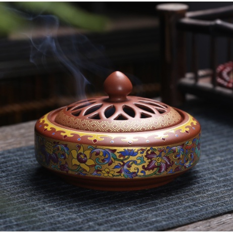 Lư Xông Trầm Hương Đỉnh đốt nhang bằng gốm sứ cao cấp 10x9cm