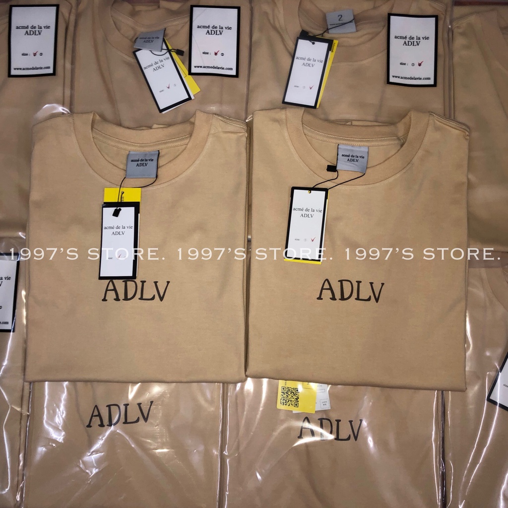 Áo thun tay lỡ form rộng nam nữ ADLV màu be hai mặt trước sau | BigBuy360 - bigbuy360.vn