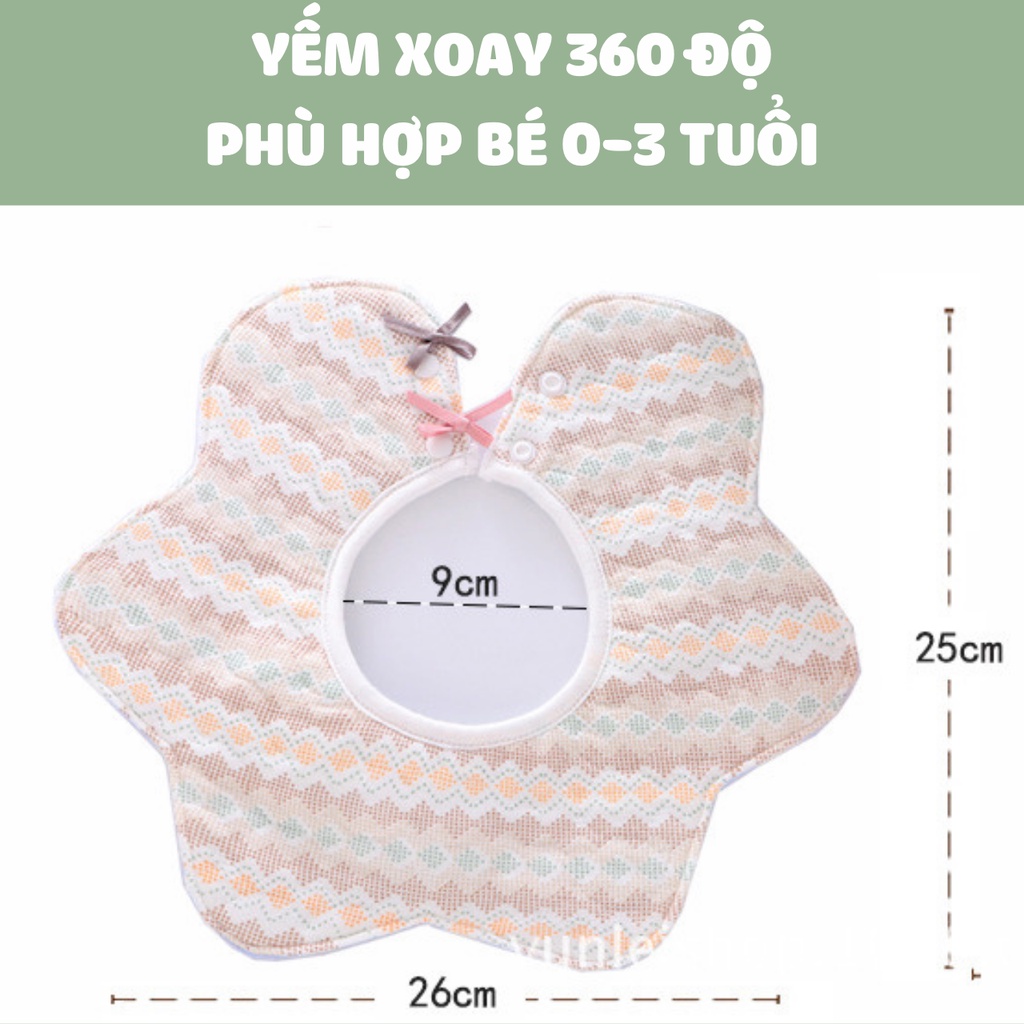 Khăn yếm cho bé, yếm tròn xoay Organic Haerte, Yếm dãi chống thấm siêu mềm mịn cho bé mẫu Nơ Y4