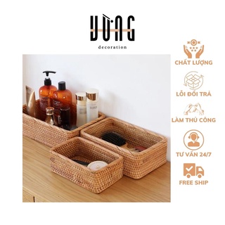 Khay Mây VỪNG DECOR. Đựng Đồ Đa Năng, Đựng Mỹ Phẩm, Đựng Đồ Cá Nhân - Hàng VNXK [ FreeShip - Giảm 10k Đơn 0đ ]