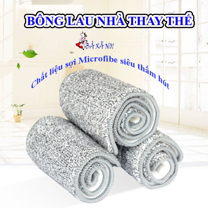 [SALE HOT]Bông lau nhà chất liệu Sợi Microfiber siêu thấm hút chuyên dùng cho dụng cụ lau nhà tự vắt kích 12x32cm