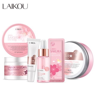 Bộ Sản Phẩm Dưỡng Da Ban Đêm LAIKOU Chiết Xuất Hoa Anh Đào Gồm Serum 17ml + Kem Mắt 15g + Kem Mặt 25g