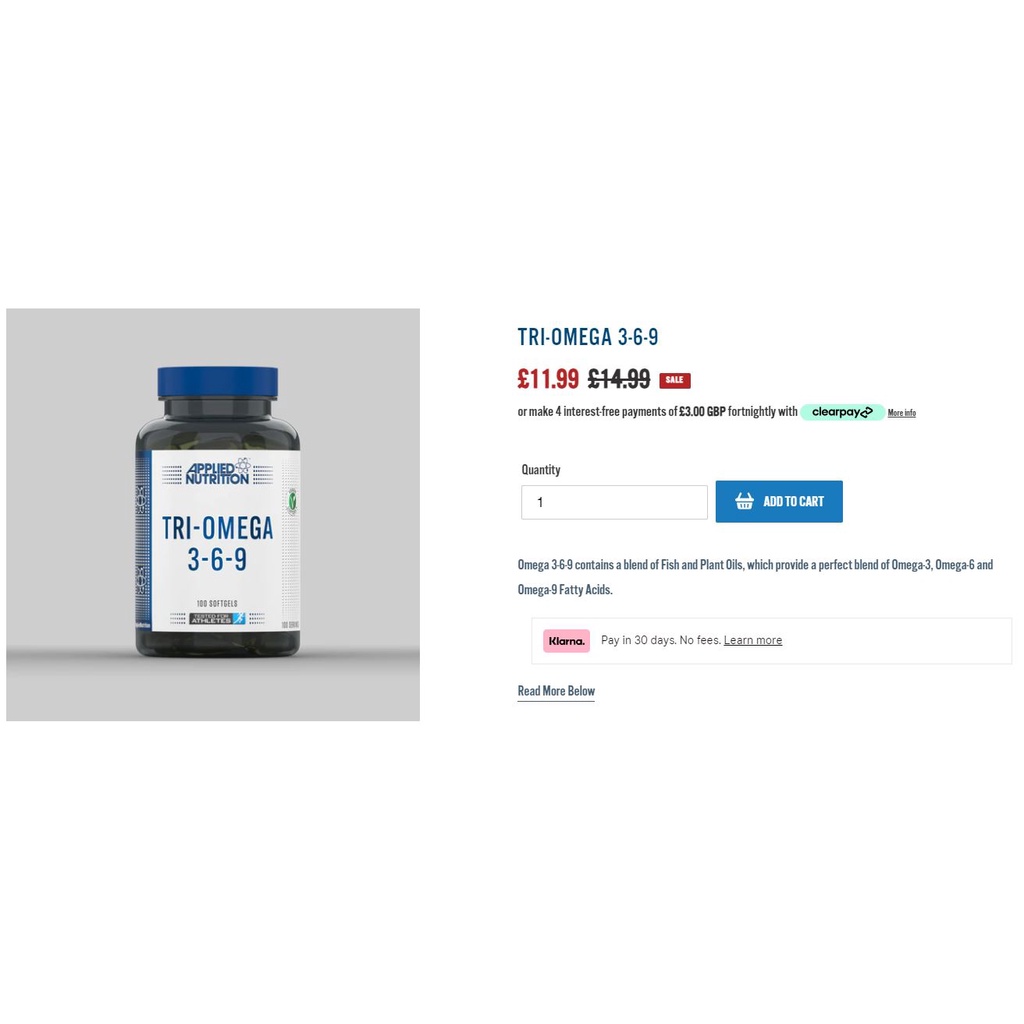 Viên Omega Hỗ Trợ Miễn Dịch, Đẹp Da, Khỏe Tim, Bổ Não Applied Nutrition Omega 3 6 9 100 Viên