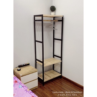Kệ Treo Quần Áo Hình Chữ Nhật 3 Tầng - Decor Hanger - Gỗ Tần Bì Cao Cấp