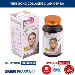 Viên uống COLLAGEN +C bổ sung collagen, vitamin e giúp chống lão hóa, cải thiện nếp nhăn – Hộp 60 viên dùng 30 ngày