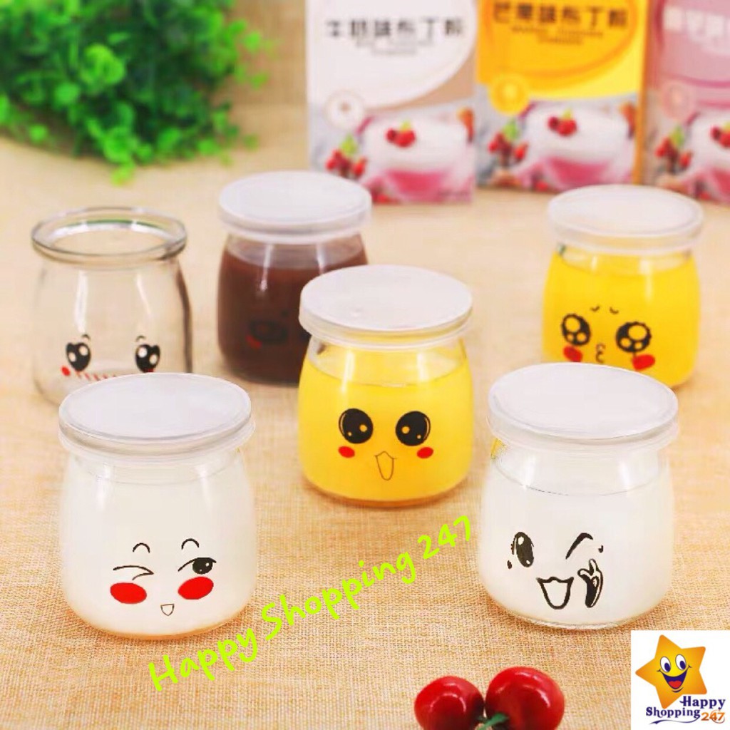 Combo 12 Hủ Đựng Sữa Chua 100ml Hủ Thủy Tinh Dễ Thương Đựng Sữa