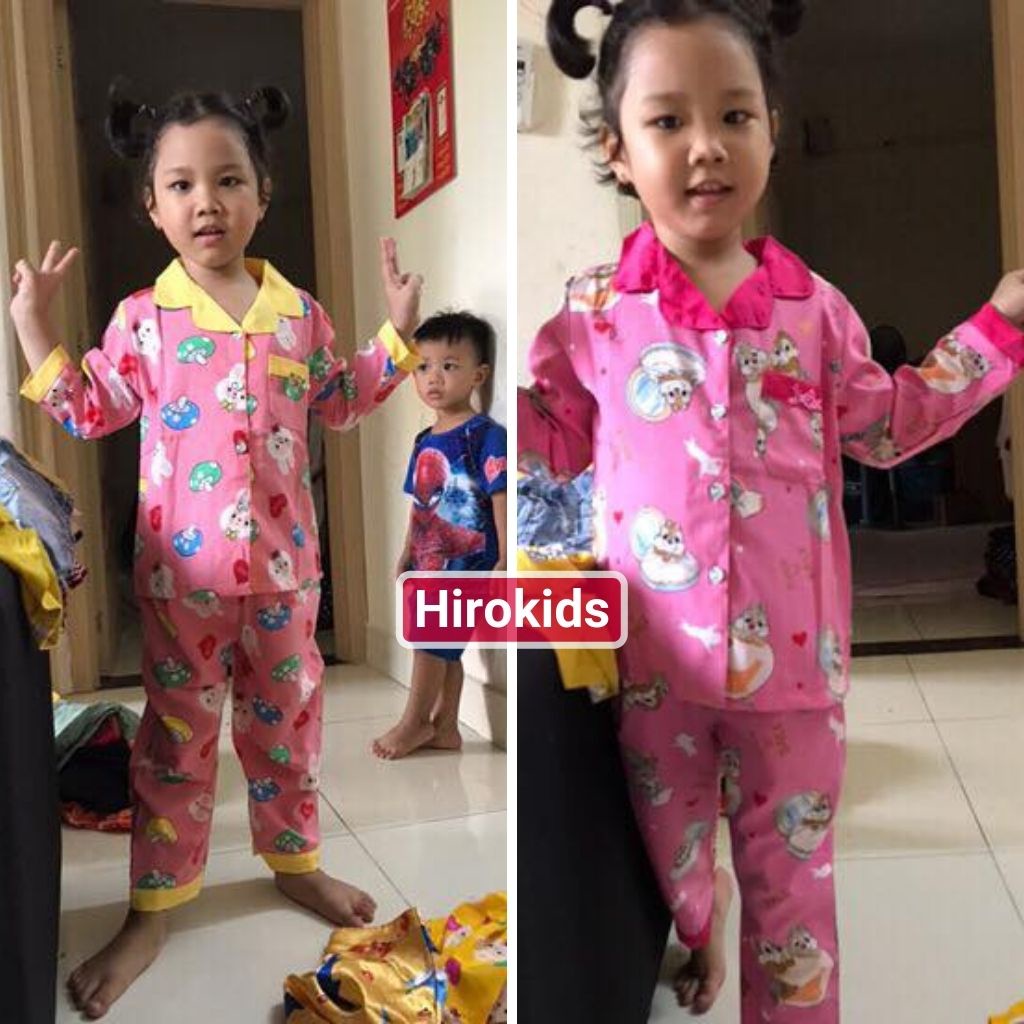 Bộ đồ ngủ Pijama vải Lụa mịn đẹp dài tay cho bé gái (12-32kg) - HIROKIDS