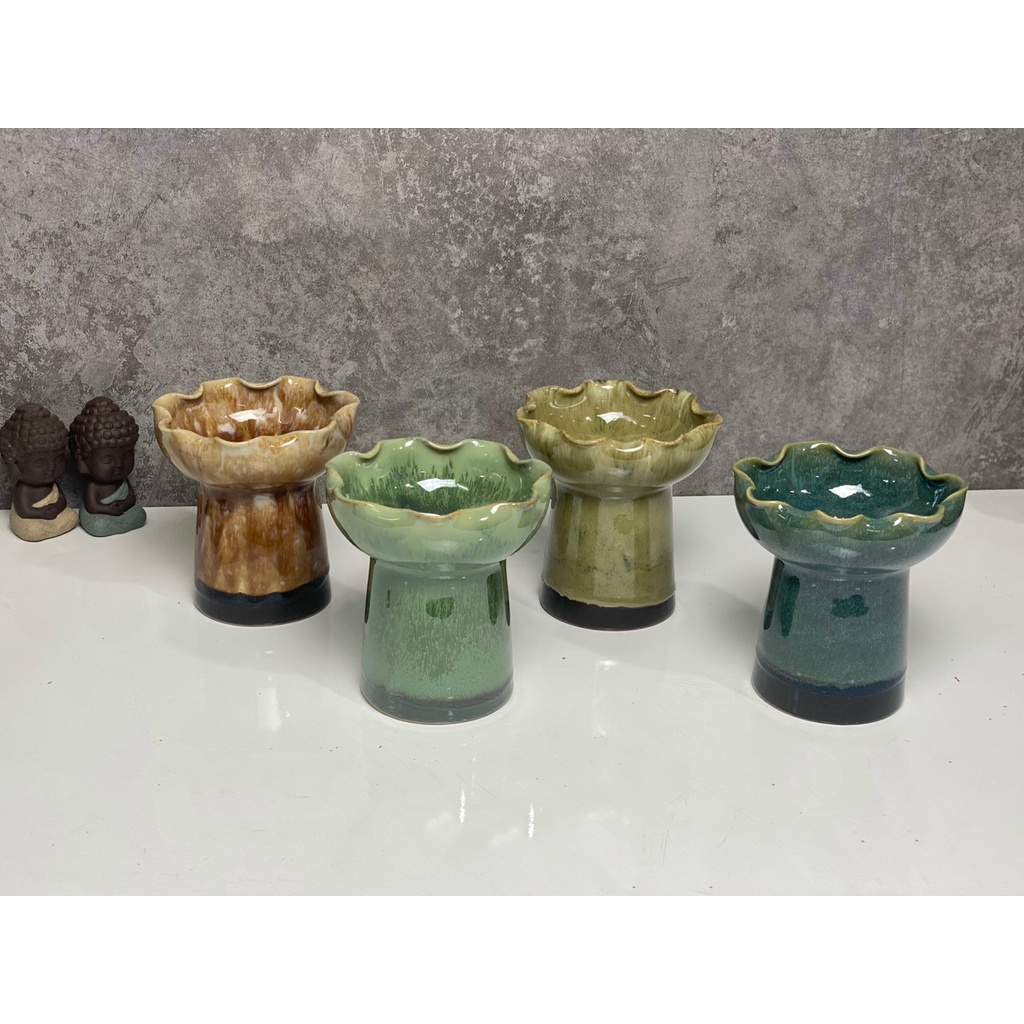 Ly đựng quả phật thủ bằng sứ men hỏa biến