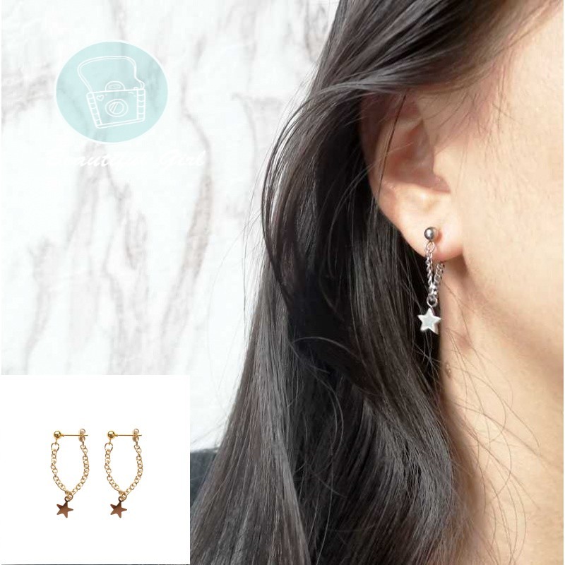 Fashion Simple Star Stud Earrings Alloy Gold Plated Long Tassel Drop Earrings for Women Minimalist Jewelry Gifts