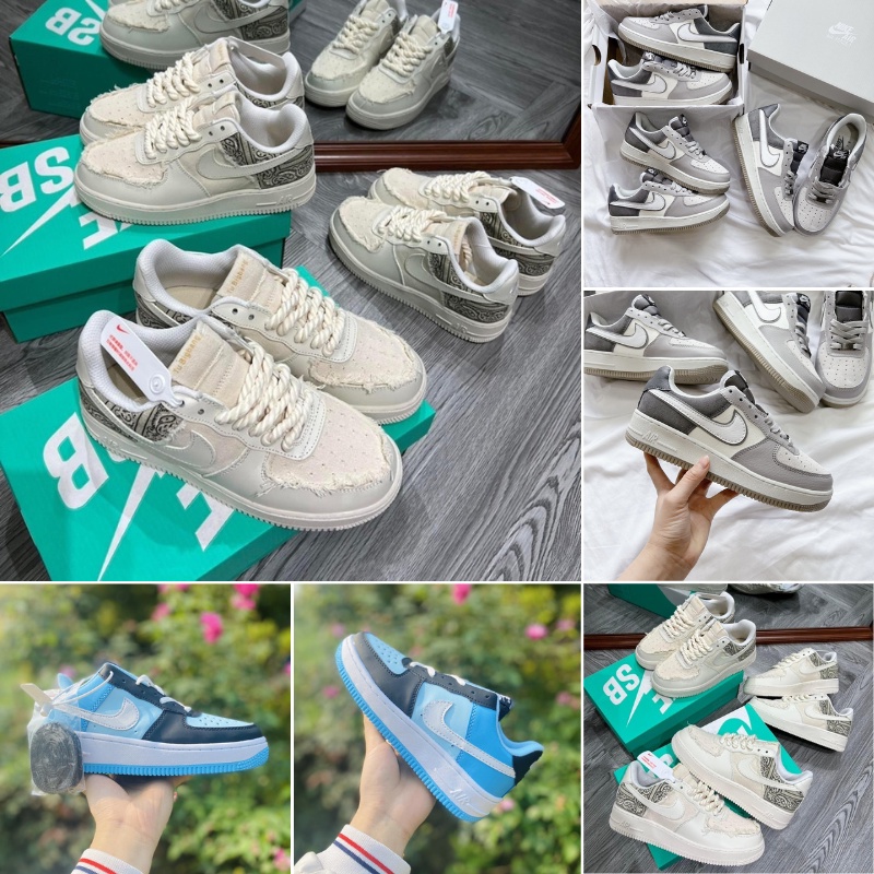 Giày Thể Thao AF1 Dây Thừng, Giày thể thao AF1 Xám Lông Chuột, Xanh Dương bản mới 2022 Tặng Full Box Bill