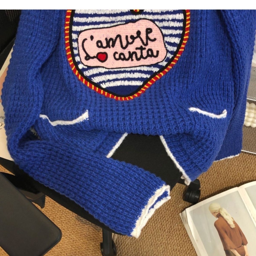 Áo Sweater Dệt Kim Cổ Thủy Thủ Xinh Xắn Theo Phong Cách Hàn Quốc  tao bao