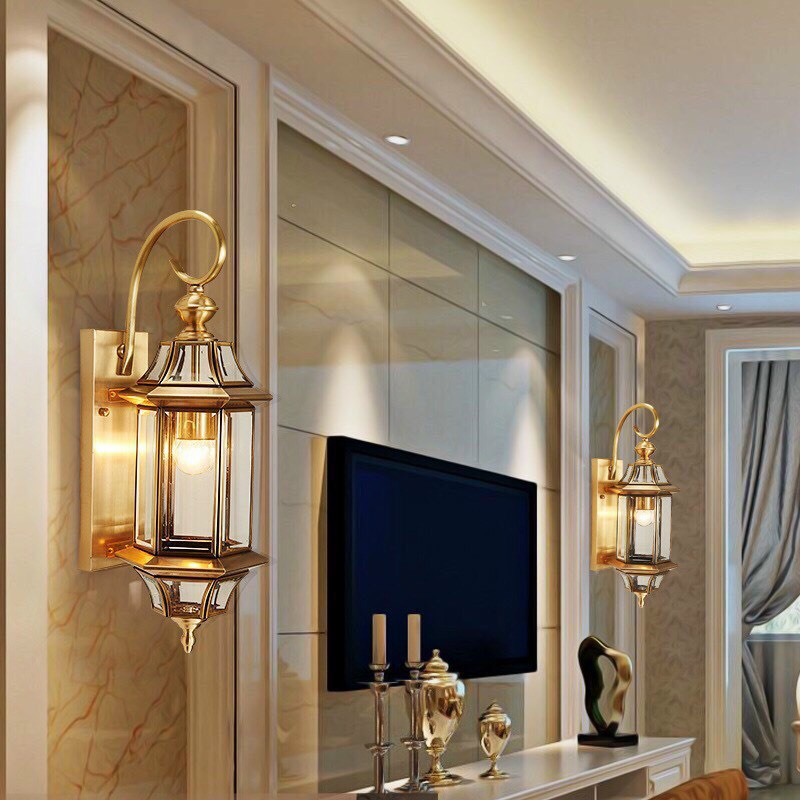 Đèn Tường Đồng Kính đui e27- Tặng Bóng st64