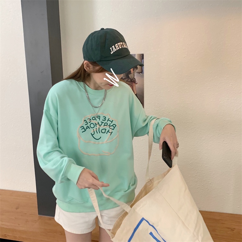 Áo Nỉ Nữ Dài Tay Cổ Tròn Thời Trang Hàn