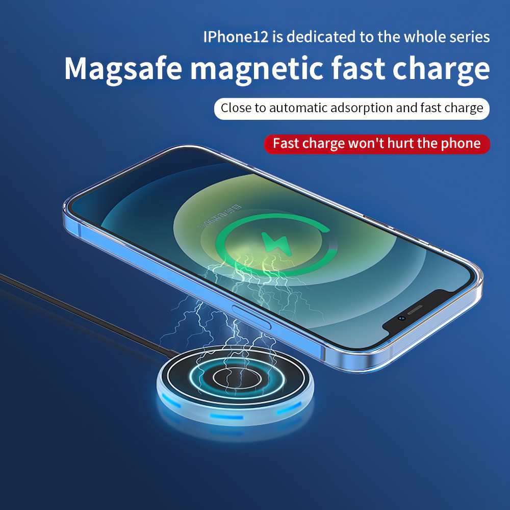 15W Magnetic Wireless Charger For iPhone 12 Pro Max Mini QI Fast Charge For Samsung USB C PD Adapter Original Magnet Charger