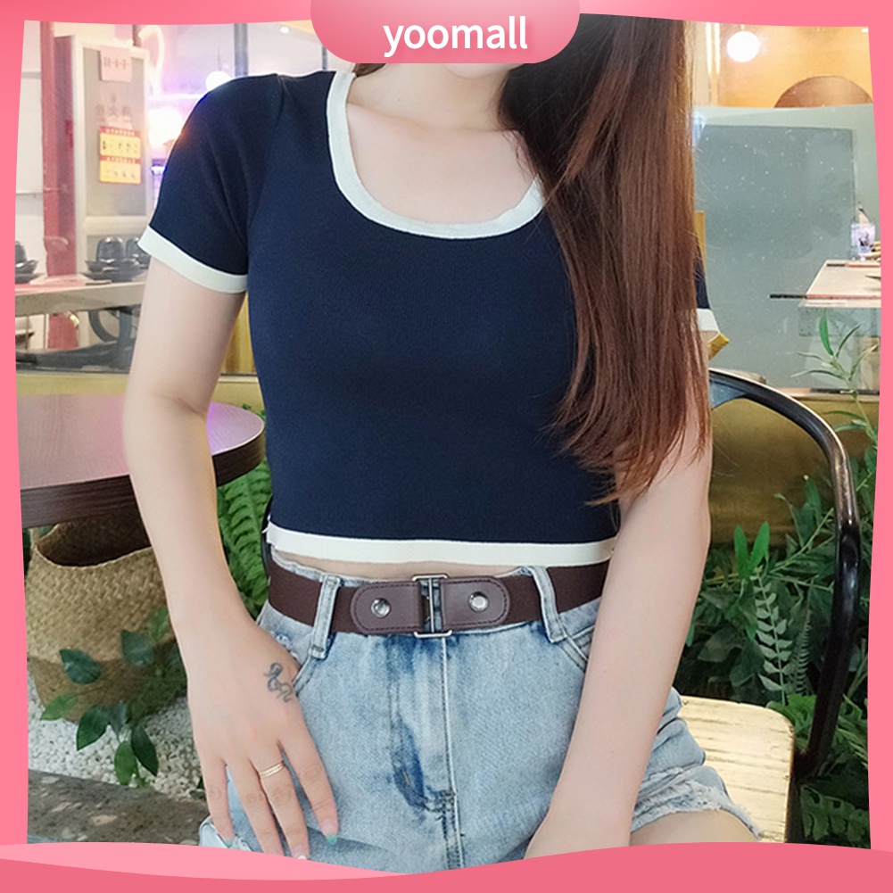 Yomall♡ Thắt Lưng Thun Không Khóa Dành Cho Nam Nữ Mặc Quần Jean