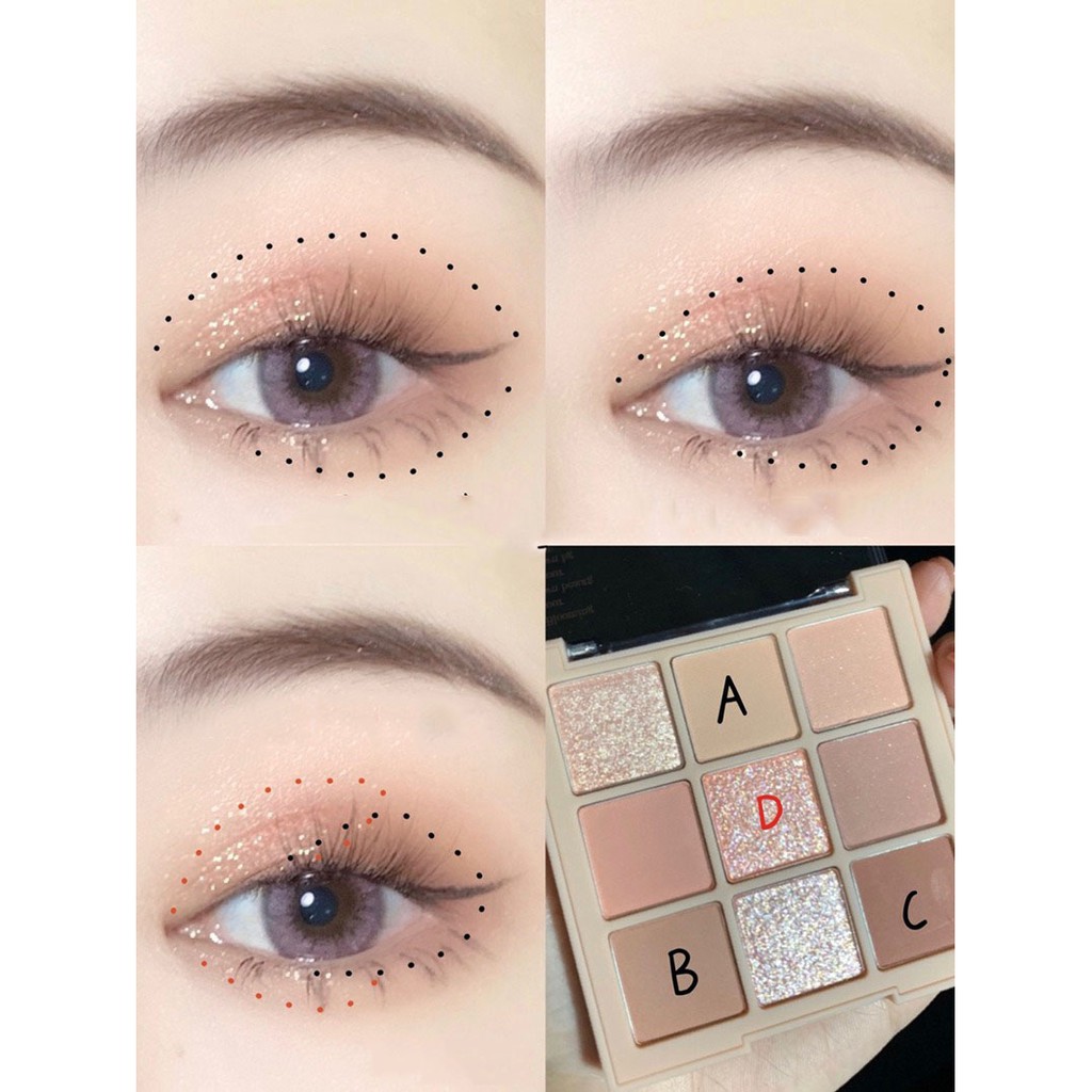 Bảng phấn mắt Dikalu 9 màu lì lấp lánh trang điểm đa năng