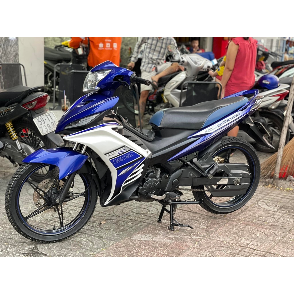 Tem Decal Rời Dán Xe Exciter 135 2011 Mẫu Zin 2012 Trắng Xanh GP Chuẩn Zin, Hàng 3 Lớp Chất Lượng Cao