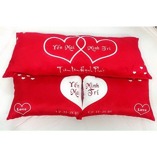 Cặp gối nằm 40-60cm, gối dài 50-120cm in chữ theo yêu cầu