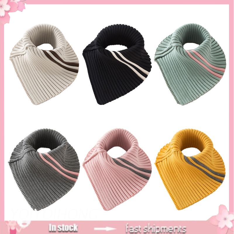 Khăn Choàng Cổ Dệt Kim Họa Tiết Kẻ Sọc Cổ Lọ Giữ Ấm Mùa Đông Chống Gió Có Thể Tháo Rời