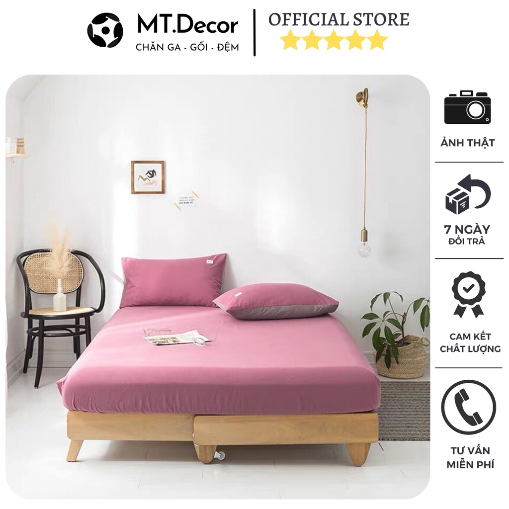 Bộ ga gối cotton tici nhiều màu trơn nhập khẩu cao cấp. chất liệu cotton tici mềm mịn thoáng khí miễn phí bo chun