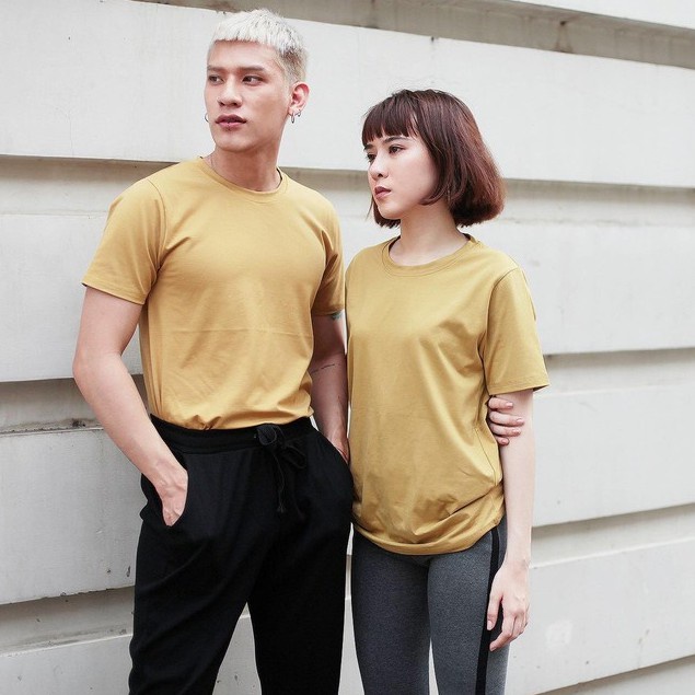 Áo Thun Trơn Nam Nữ Unisex Chính Hãng AGE2X VNXK Màu Mù Tạt.