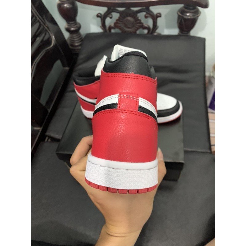 Giày thể thao air Jordan đỏ đen cổ cao, Giày JD1 high OG Black Toe màu đỏ nam nữ cực xinh phong cách