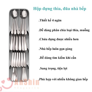 Khay chia đũa thìa 4 ngăn giữ gọn tủ bếp