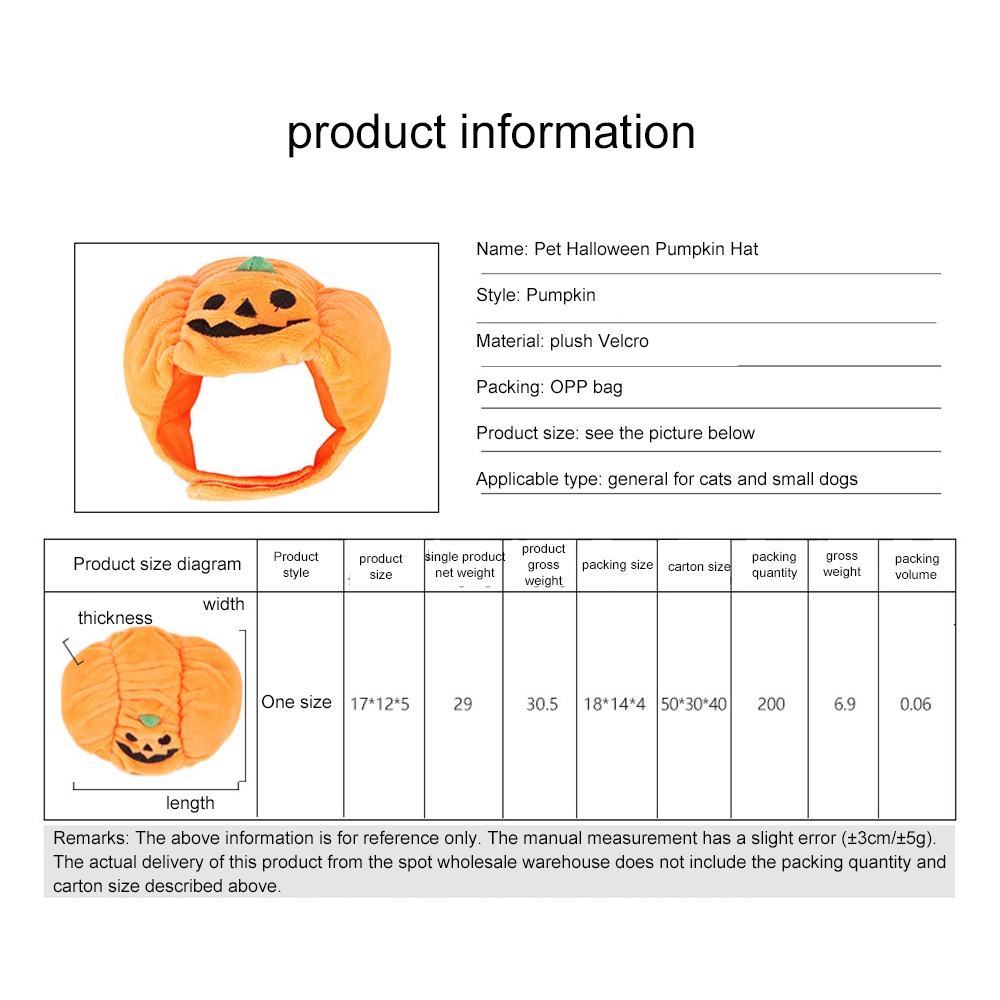 ♫ Thú Cưng Halloween Mũ Bí Ngô Teddy Chất Lượng Cao Hóa Trang Thành Mèo Tiara Tai Lộ Tai Mèo Mũ Trang Trí Tiệc Halloween