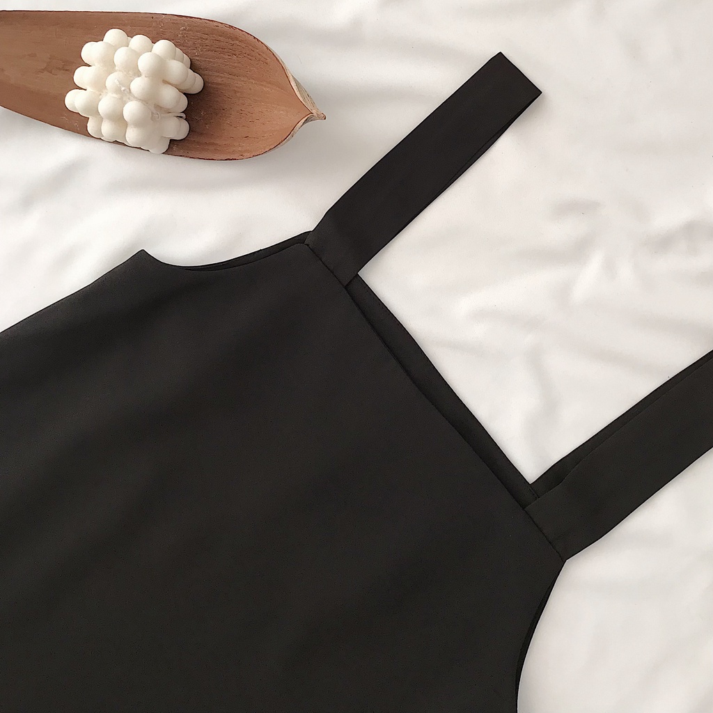 Yếm Váy Nữ JEMCLOSET Dáng Suông Váy Yếm Dài Hàn Quốc From Rộng Thoải Mái Màu Đen Dễ Phối Đồ Menlo 7125
