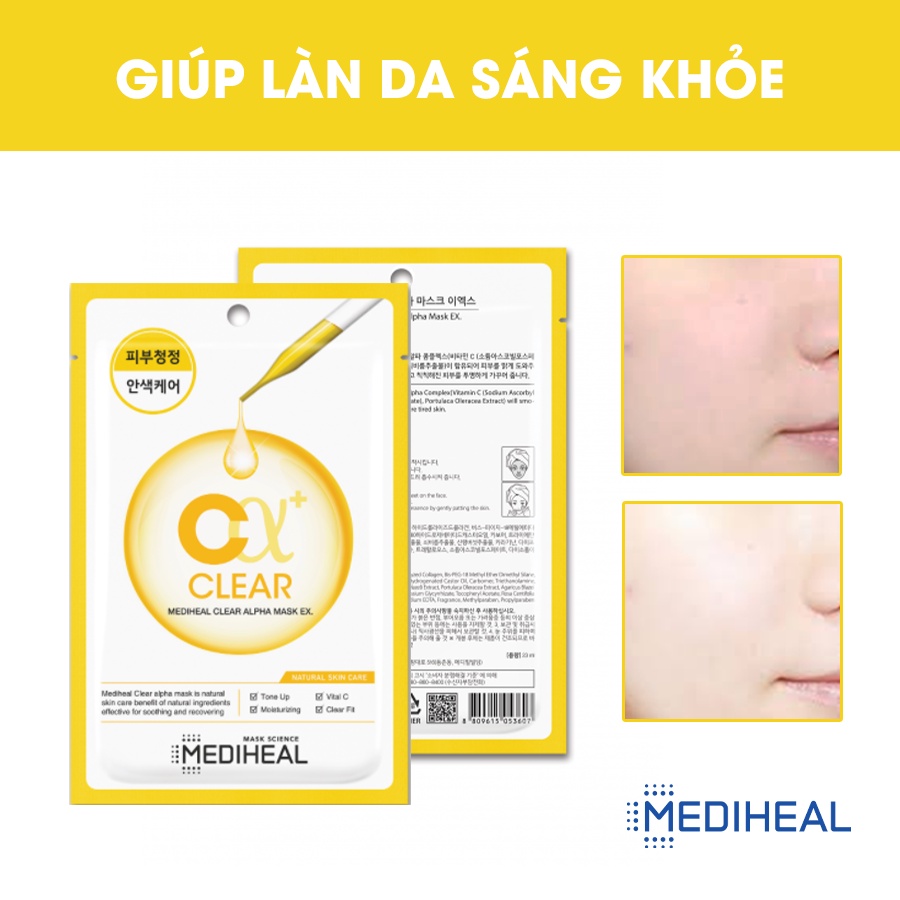 [Mã COSMDH11 giảm 8% đơn 150k] Mặt Nạ Giúp Làm Sạch, Sáng Mịn Da Mediheal Clear Alpha Mask EX 23ml | BigBuy360 - bigbuy360.vn