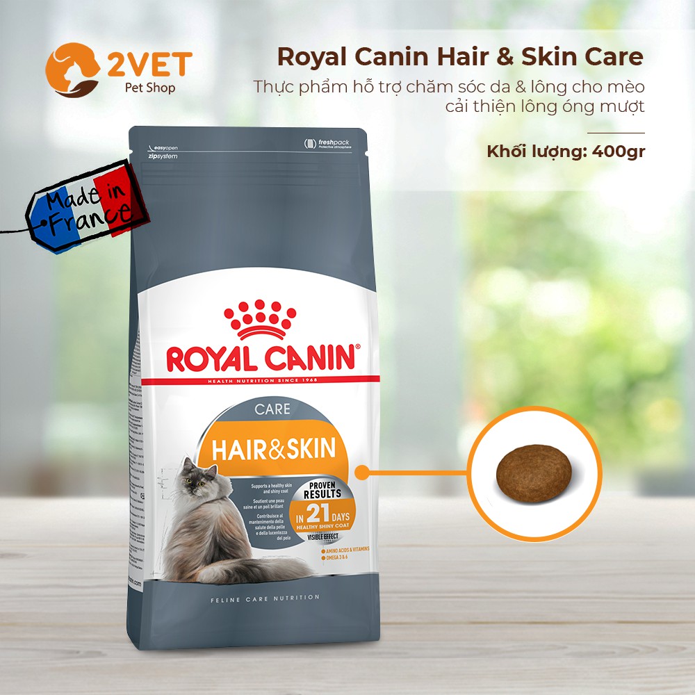 Thức Ăn Cải Thiện Da Và Lông Cho Mèo Royal Canin Hair &amp; Skin Care - Gói 400g - Thực Phẩm Nhập Khẩu Chính Hãng