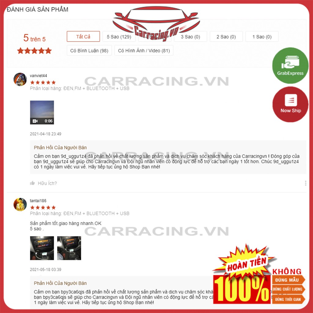 Tẩu Sạc Ô Tô CARRACING Cốc sạc xe hơi Bluetooth 5.0 Tốc Độ Nhanh 3.0 Cho Xe Hơi có nút MENU VÀ FM | BigBuy360 - bigbuy360.vn