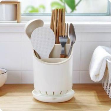 Ống Hộp Đựng Đũa Thìa Để Bàn Thông Minh, Ống Cắm Đũa Thìa Nhựa Có Khay Hứng Nước