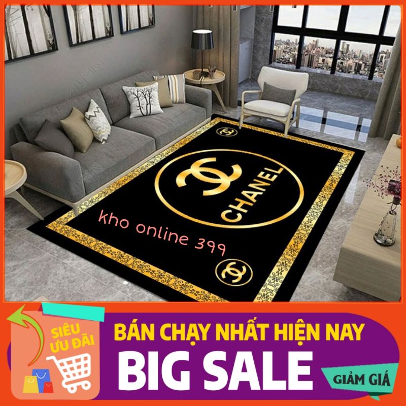 Thảm trải sàn bali 5D [RẺ VÔ ĐỊCH] mẫu chanel, lv, thảm trải sàn bali thương hiệu 1m6x2m3 và 2mx3m, trang trí nhà cửa