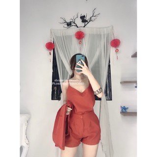 set vest hàn quốc 3 món( gồm áo khoác vest , áo hai dây, quần short )