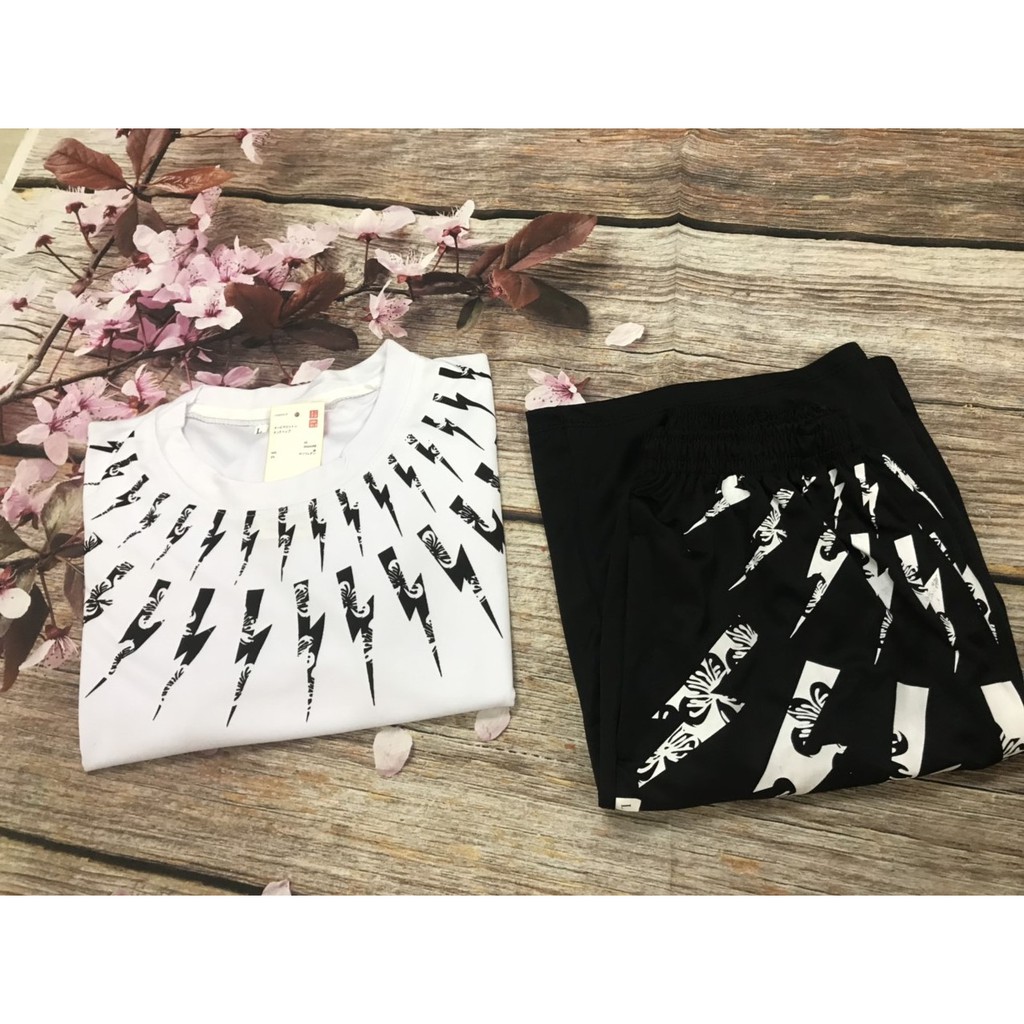 Bộ hè nam, bộ thun nam cộc tay In logo tia sét quanh cổ In nhiệt hàng Full size - BN01 - ShopLTAquanaonam | BigBuy360 - bigbuy360.vn