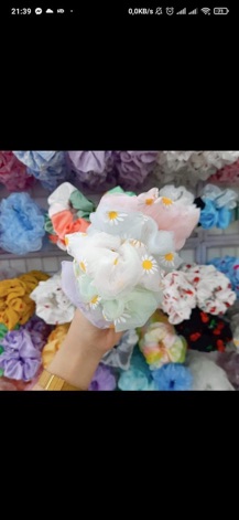 [Siêu rẻ] Buộc tóc Srunchies 2 lớp hoa cúc siêu dày dặn