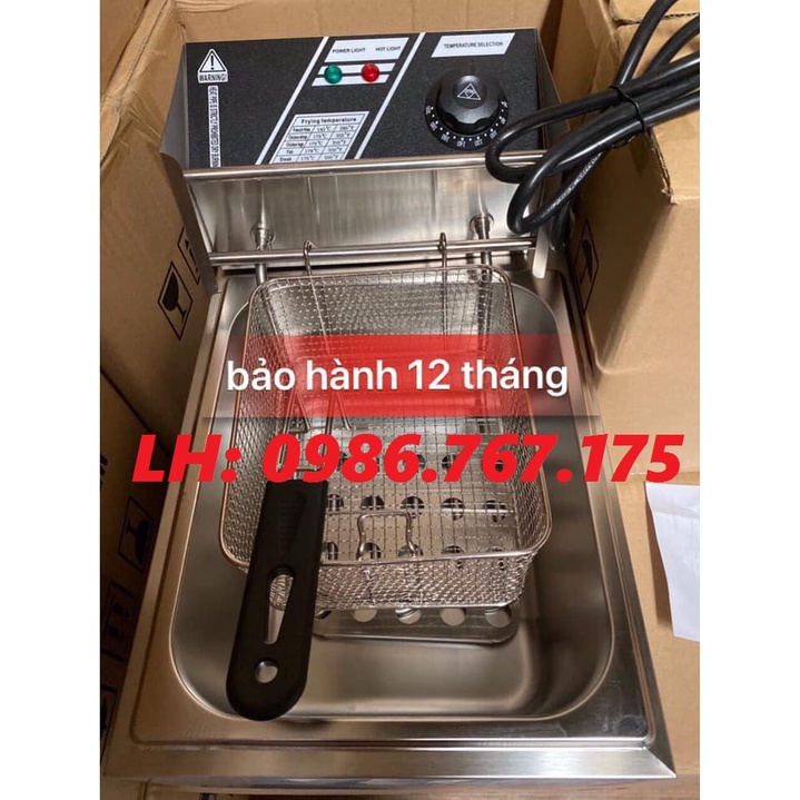 Bếp chiên dầu Inox cỡ 6L, máy chiên rán khoai tay, gà ngập dầu