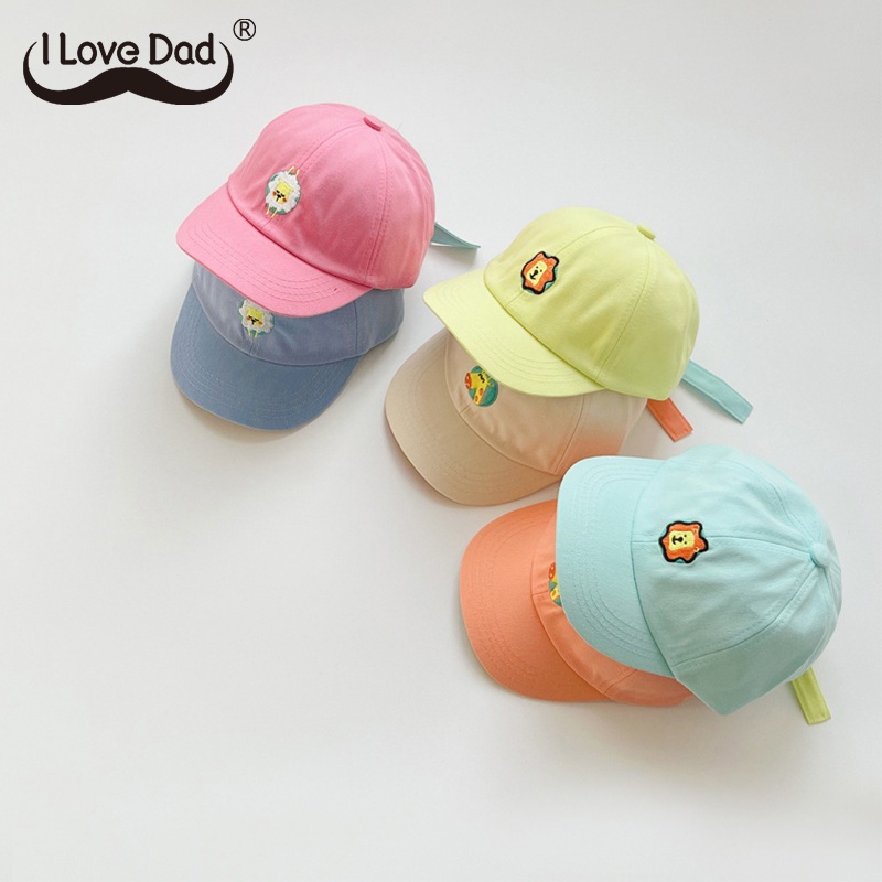 Mũ lưỡi trai màu trơn thêu họa tiết hoạt hình dễ thương thời trang xuân hè cho bé