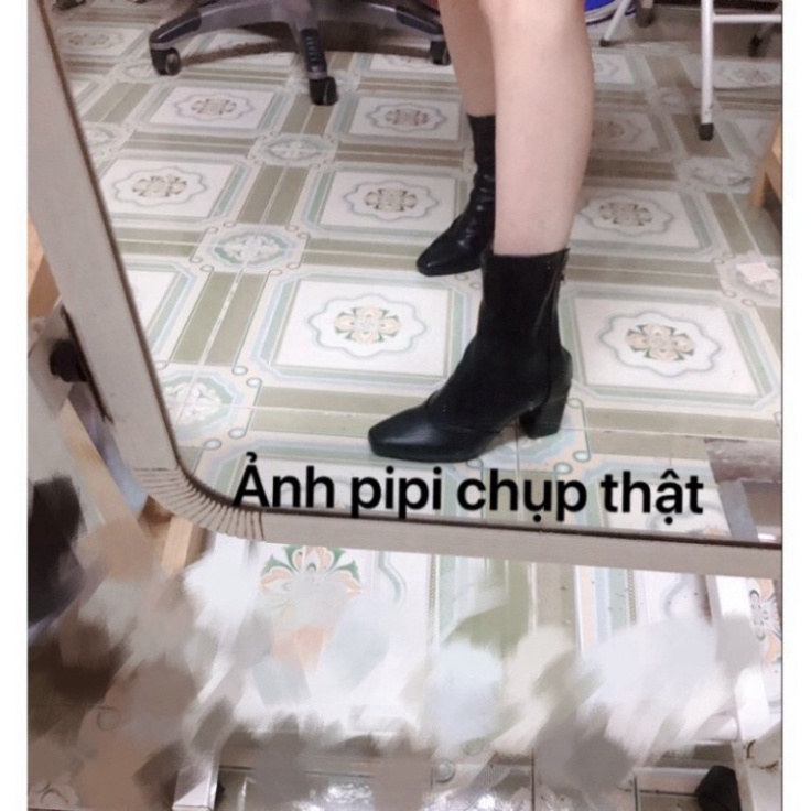 Boots da trơn ôm cổ chân đế 7 cm sang chảnh G019