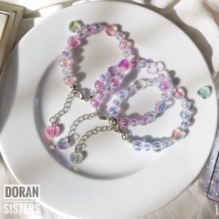 ❤ Vòng tay hologram màu pastel charm trái tim có mắt xích phong cách Hàn Quốc siêu dễ thương ❤️